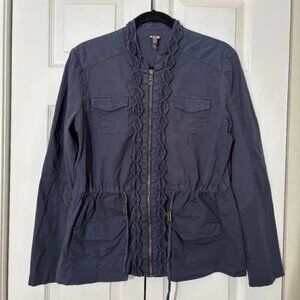XCVI Navy Blue Drawstring Waist Utility Jacket Size M